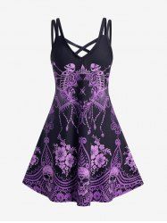 Plus Size & Curve Skeleton Skull Print Gothic Dress - 1x | Us 14-16  