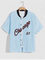 Chemise Contrastée Lettre à Manches Courtes - Bleu clair S