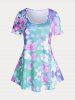 Cottagecore Floral Print Tee and Capri Leggings Plus Size Summer Outfit -  