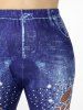 Legging Corsaire 3D Courbe Imprimé à Taille Haute de Grande Taille - Bleu 4X | US 26-28