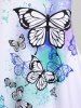 T-shirt à Imprimé Papillon Courbe de Grande Taille - Blanc L | US 12