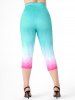 Plus Size & Curve Ombre High Waisted Capri Leggings -  