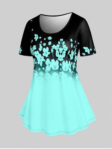 Floral Ombre Tee and Leggings Plus Size Summer Outfit