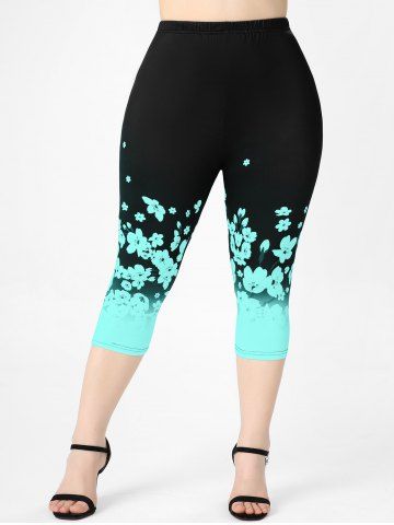 Floral Ombre Tee and Leggings Plus Size Summer Outfit