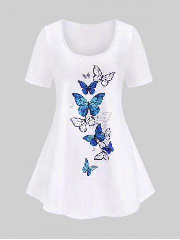 Plus Size & Curve Butterfly Solid Short Sleeves Tee