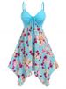 Plus Size Floral Print Cinched Handkerchief Dress -  
