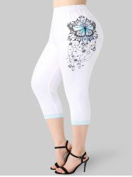 Plus Size & Curve Two Tone Butterfly High Waisted Leggings -  