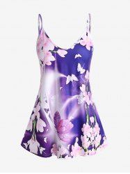 Plus Size & Curve Butterfly Floral Ombre Tank Top -  