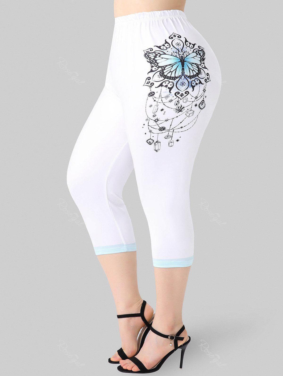 Chic Plus Size & Curve Two Tone Butterfly High Waisted Leggings  