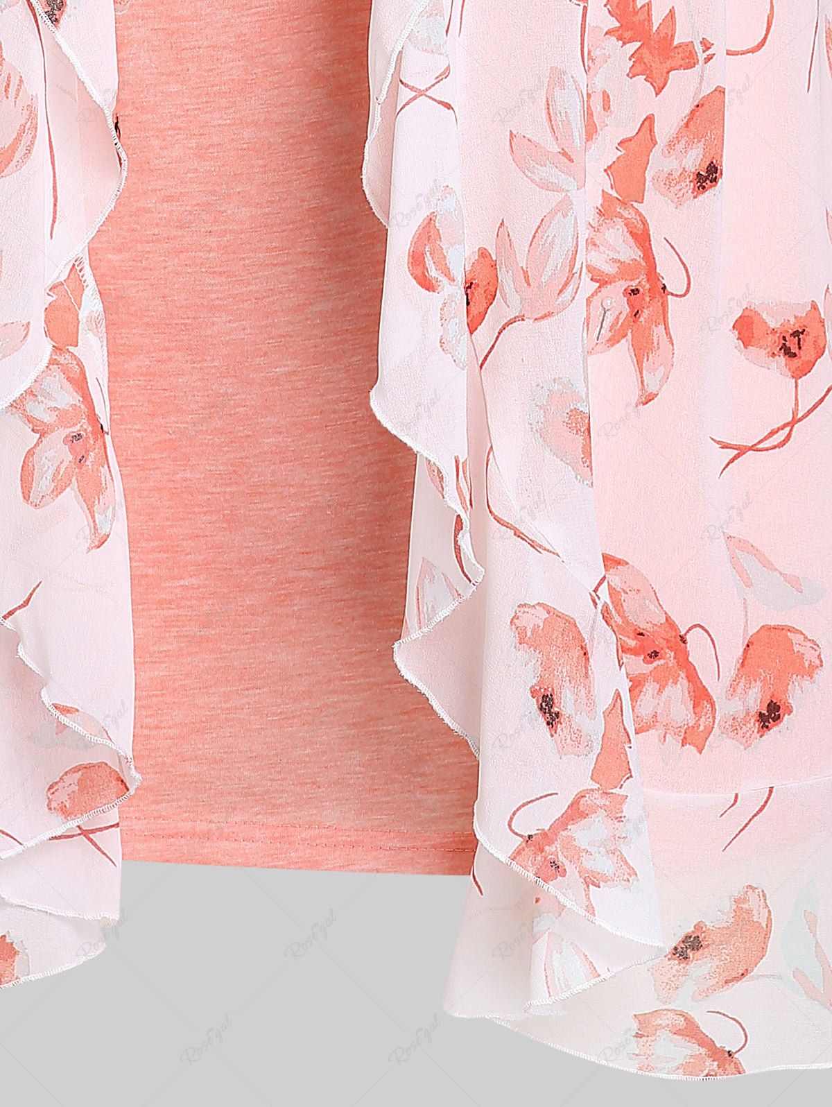 Plus Size & Curve Floral Tie Blouse and Knot Solid Tank Top Set - 4x | Us 26-28