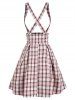 Jupe à Bretelle à Carreaux à Lacets - Rose clair XXL