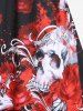 Plus Size & Curve Gothic Crisscross Rose Skulls A Line Dress -  