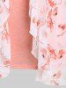 Plus Size & Curve Floral Tie Blouse and Knot Solid Tank Top Set -  