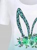 Plus Size & Curve Floral Ombre Short Sleeves Tee -  