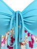 Robe Mouchoir à Imprimé Fleurie de Grande Taille - Bleu clair 4X