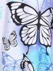 Robe d'Eté avec Croisée en Courbe à Imprimé Papillon Grande-Taille - Blanc 