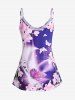 Plus Size & Curve Butterfly Floral Ombre Tank Top -  
