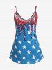 Plus Size & Curve Colorblock Stars Printed Patriotic Tank Top -  