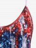Plus Size & Curve Colorblock Stars Printed Patriotic Tank Top -  