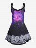Plus Size & Curve Galaxy Ethnic Print Crisscross Dress -  