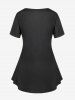 T-shirt Côtelé Papillon Brodé Perlé en Dentelle Grande Taille - Noir 1X | US 14-16