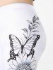 Plus Size & Curve Sunflower Butterfly Print Capri Leggings -  