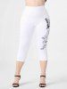 Plus Size & Curve Sunflower Butterfly Print Capri Leggings -  