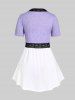 Ensemble de Haut Court Zippé Imprimé Noué de Grande Taille et de Camisole Ombré - Violet clair M | US 10