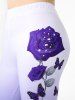 Plus Size & Curve Ombre Color Rose Print Capri Leggings -  