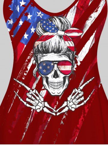 Plus Size & Curve American Flag Skull Patriotic Tank Top (Adjustable Straps)