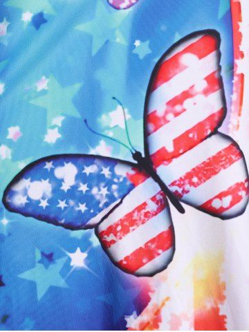 Plus Size & Curve Patriotic American Flag Butterfly Tank Top