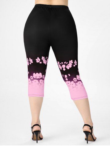 Plus Size & Curve Floral Print High Waist Capri Leggings