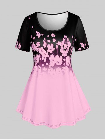 Plus Size & Curve Cottagecore Floral Print Tee - LIGHT PINK - 4X | US 26-28