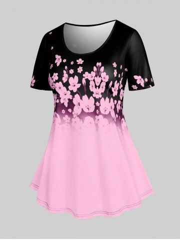 Plus Size & Curve Cottagecore Floral Print Tee