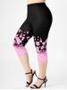 Plus Size & Curve Floral Print High Waist Capri Leggings -  