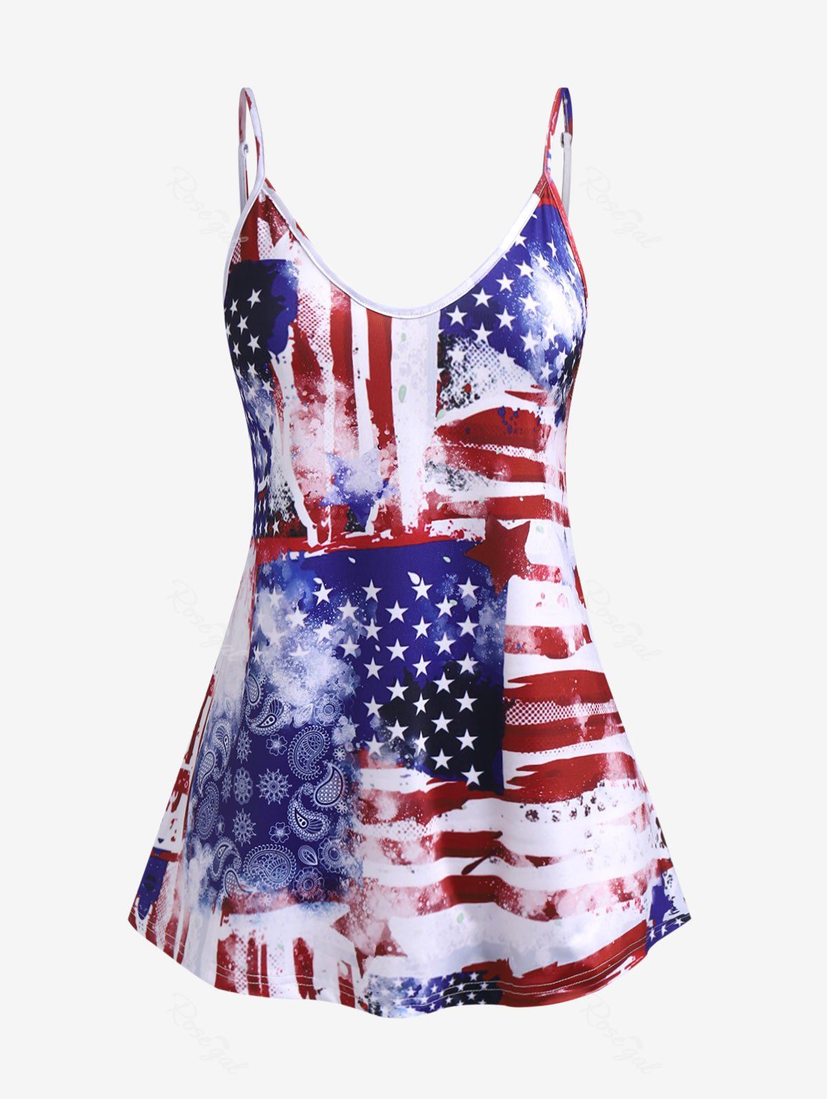 Fashion Plus Size & Curve American Flag Paisley Patriotic Tank Top  