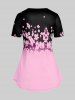 T-shirt à Imprimé Floral de Cottagecore Grande Taille - Rose clair 4X | US 26-28
