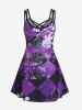 Plus Size & Curve Crisscross Rose Printed Dress -  
