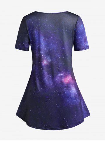 Plus Size & Curve Galaxy Sun and Moon Print Tee