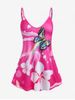 Plus Size & Curve Butterfly Floral Tank Top -  