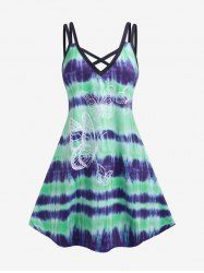 Plus Size & Curve Crisscross Butterfly Tie Dye Sleeveless Dress -  