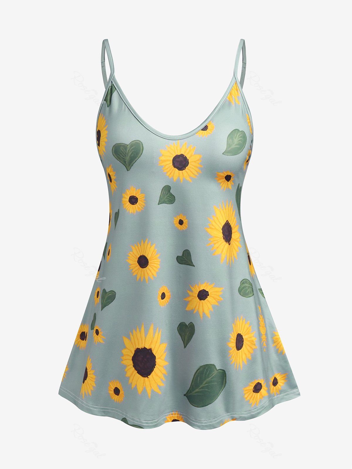 Affordable Plus Size & Curve Sunflower Tank Top  