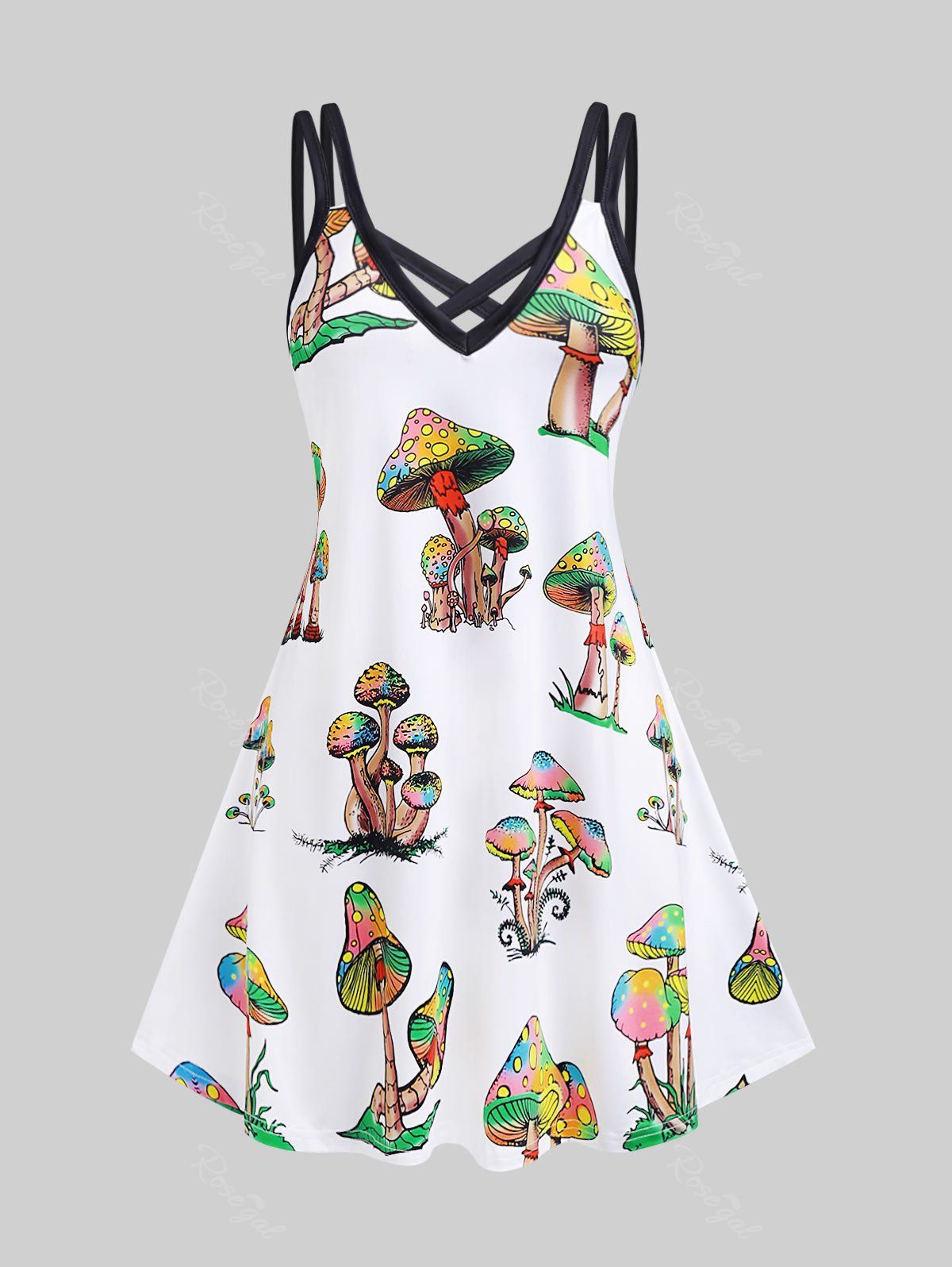 Outfit Plus Size & Curve Crisscross Mushroom Print Sundress  