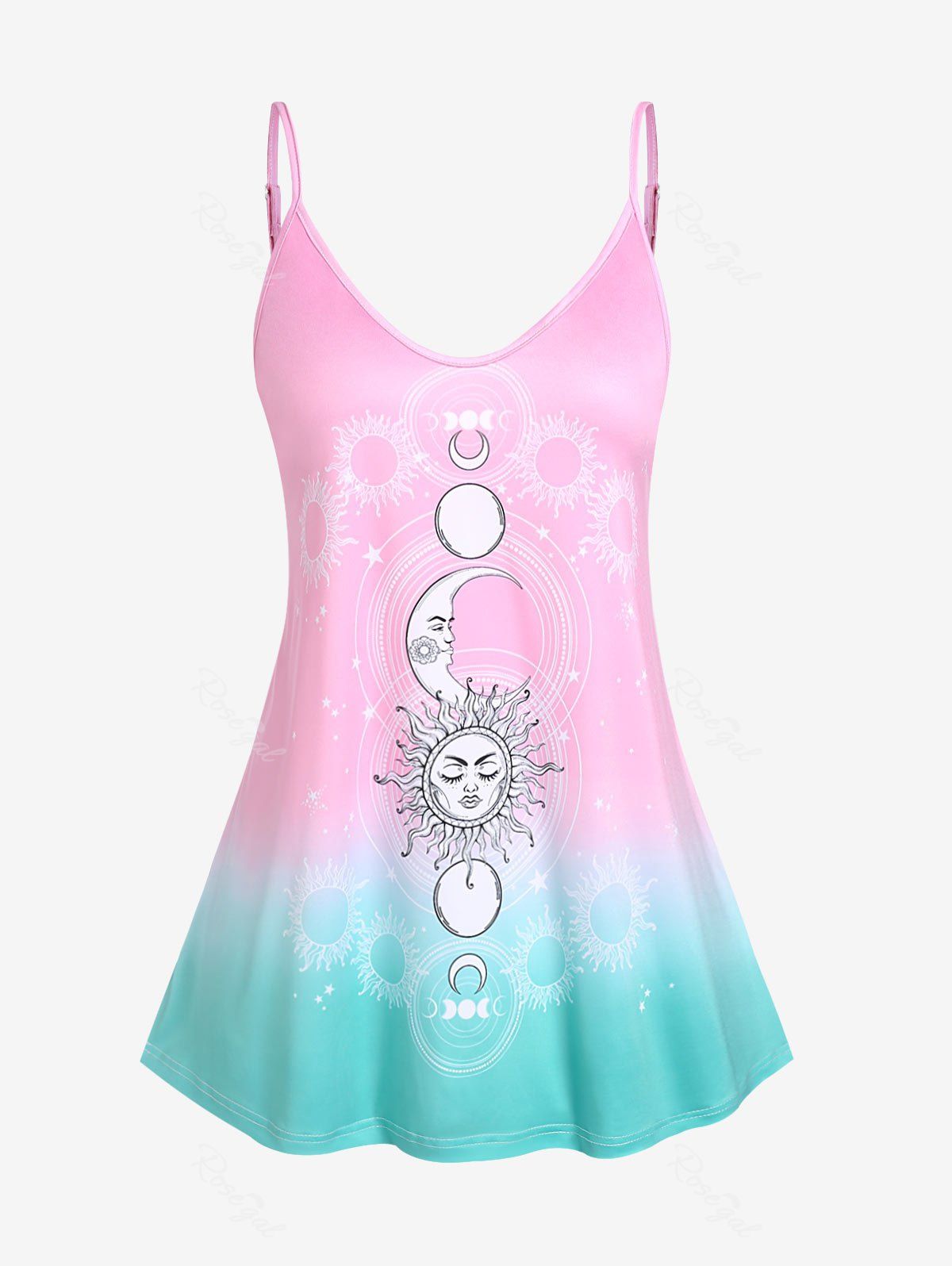 New Plus Size & Curve Sun and Moon Ombre Tank Top  