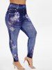 Floral Print Tee and High Waist 3D Jeggings Plus Size Summer Outfit -  