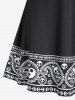 Robe Gothique Courbe Zippée à Imprimé Crâne de Grande Taille - Noir L | États-Unis 12