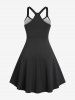 Plus Size & Curve Skull Paisley Print Gothic Dress -  