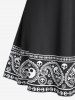 Plus Size & Curve Skull Paisley Print Gothic Dress -  