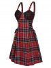 Plaid Mini Lace Bust Lace Up Dress -  
