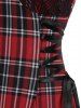 Plaid Mini Lace Bust Lace Up Dress -  
